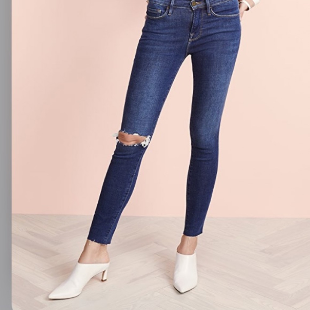 NWT FRAME Denim Le Skinny de Jeanne Ripped Jeans